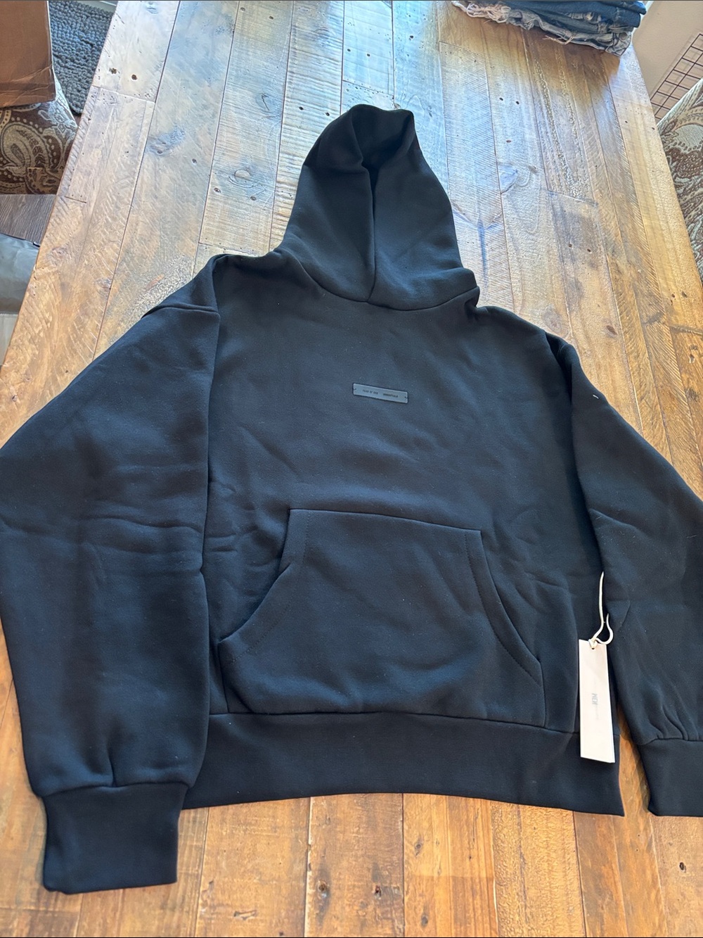 Fear of God Black Men's Pullover Hoodie - Classic Fleece Hooded Sweatshirt